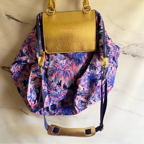 HTF Lilly Pulitzer Packable Escape Weekender Tote Bag Palms Up - Picture 6 of 13